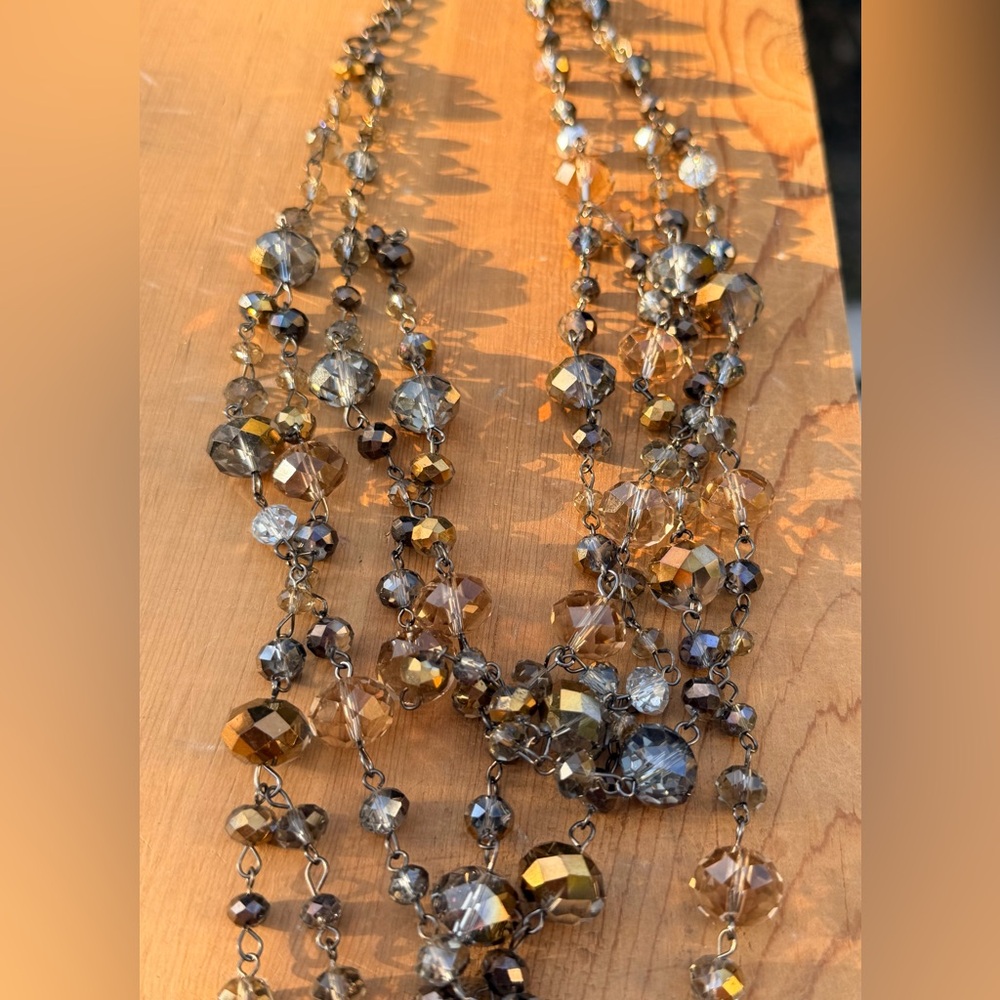 Vintage Aurora Borealis Crystal multi‎ strand earth tones